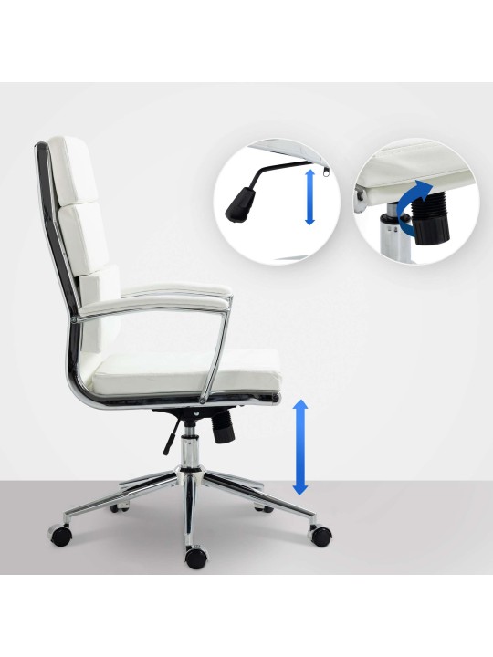 Cleveland műbőr irodai szék, fehér