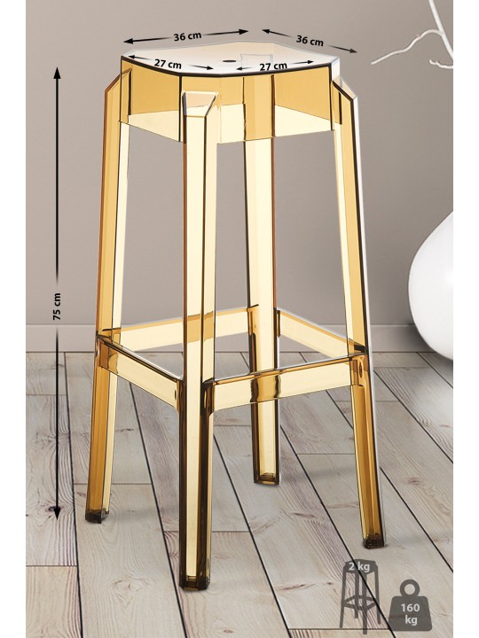 2 db bárszék készlet Fox, átlátszó, borostyán 2 db bárszék készlet Fox, átlátszó, borostyán