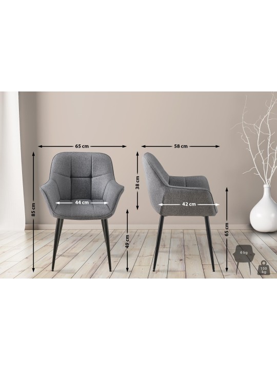 Roseville szövet étkezőszék, sötétszürke