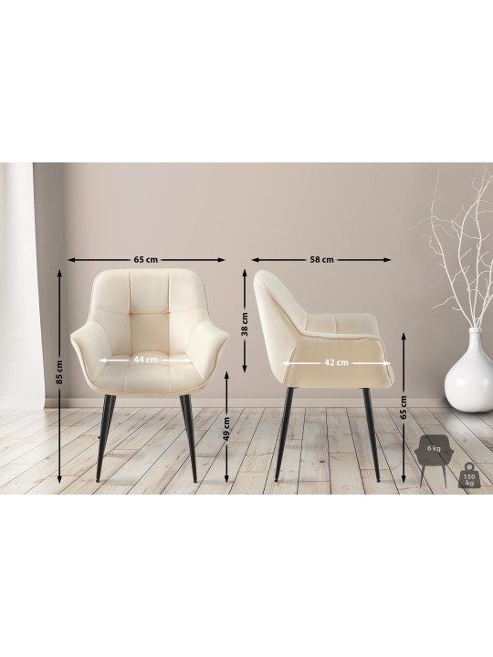 Roseville bársony étkezőszék, krém Roseville bársony étkezőszék, krém