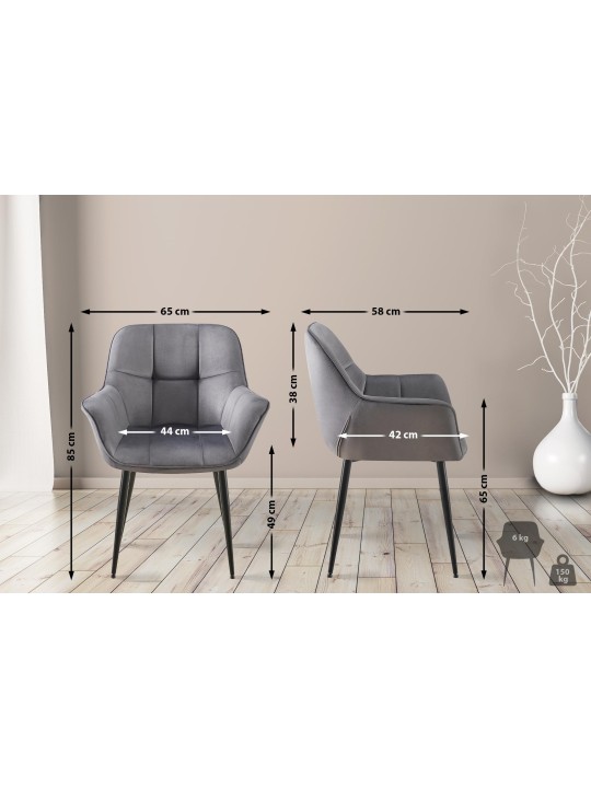 Roseville bársony étkezőszék, sötétszürke Roseville bársony étkezőszék, sötétszürke