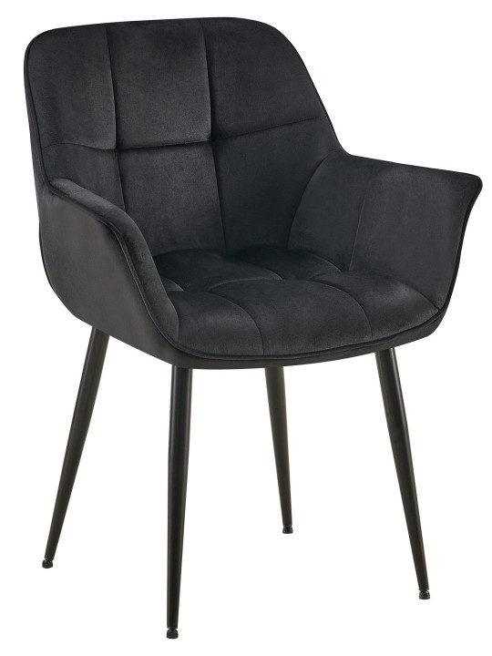 Roseville bársony étkezőszék, fekete