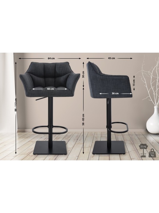 Bárszék Damaso B szövet, sötétszürke