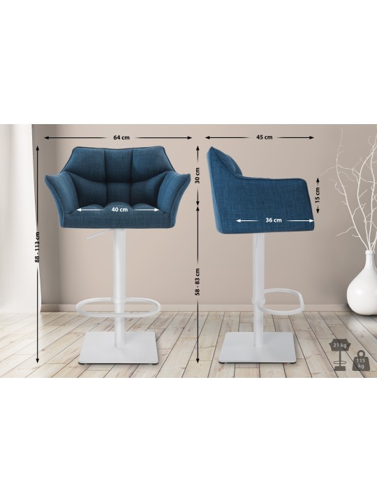Bárszék Damaso W szövet, kék