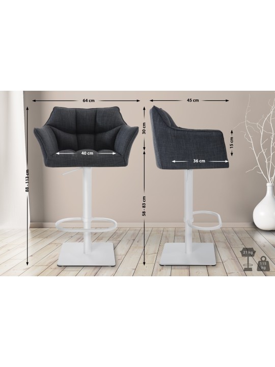 Bárszék Damaso W szövet, sötétszürke