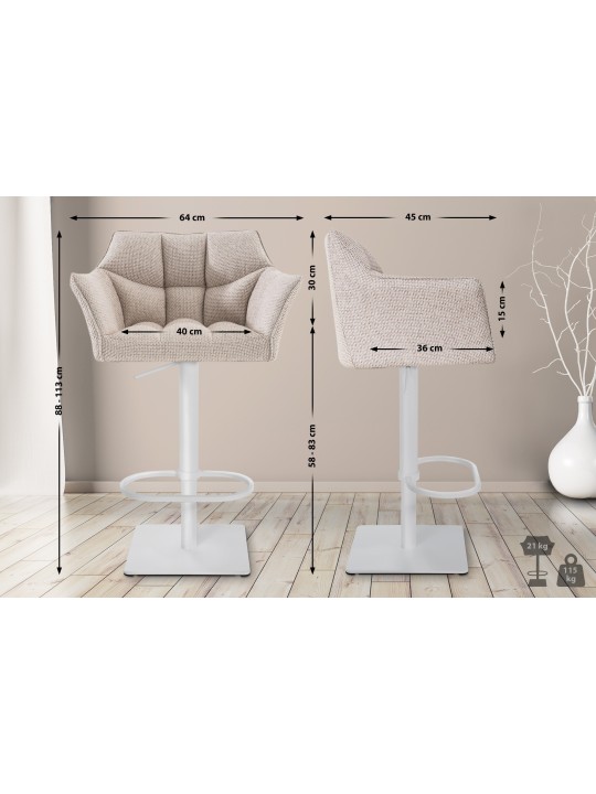 Bárszék Damaso W szövet, elefántcsont