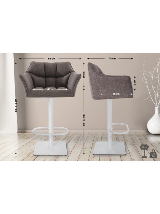 Bárszék Damaso W szövet, szürke