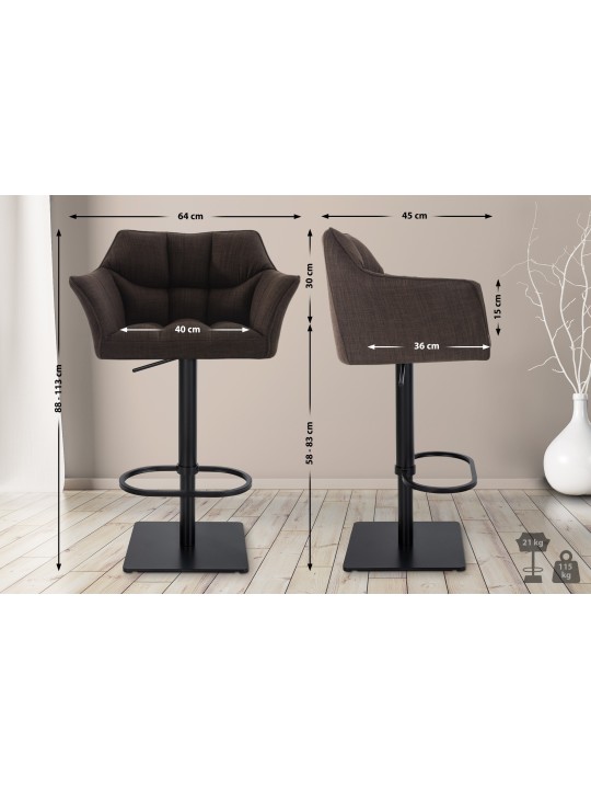 2 db bárszék készlet Damaso szövet, barna