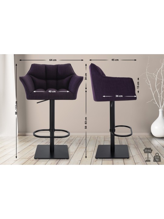 2 db bárszék készlet Damaso szövet, lila