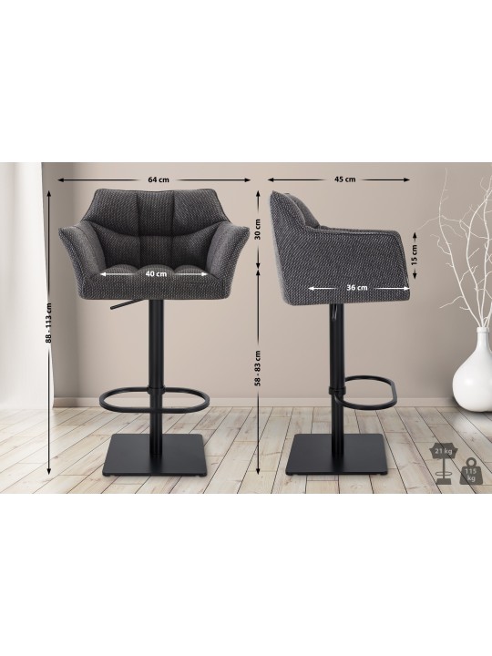 2 db bárszék készlet Damaso szövet, titánszürke 2 db bárszék készlet Damaso szövet, titánszürke