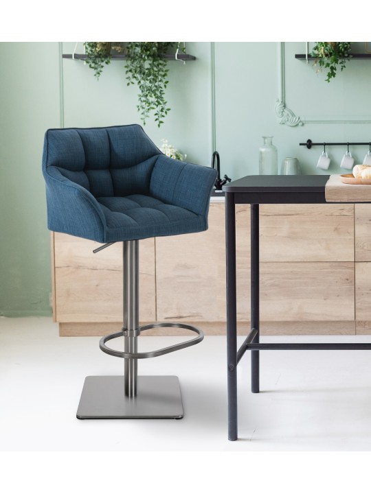 2 db bárszék készlet Damaso szövet rozsdamentes acél, kék