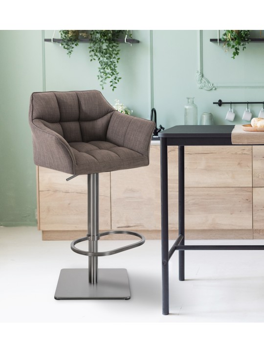 2 db bárszék készlet Damaso szövet rozsdamentes acél, szürke