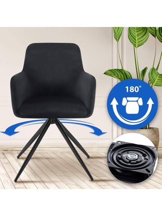 Olema bársony étkezőszék, fekete