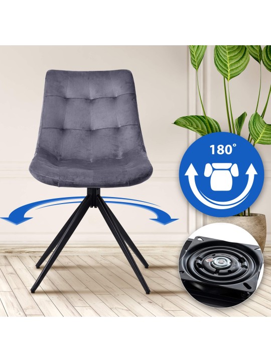 Merna bársony étkezőszék, sötétszürke Merna bársony étkezőszék, sötétszürke