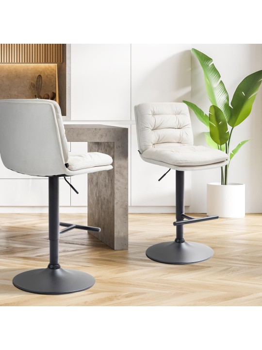 2 db-os bárszék Damar bársony készlet, krém