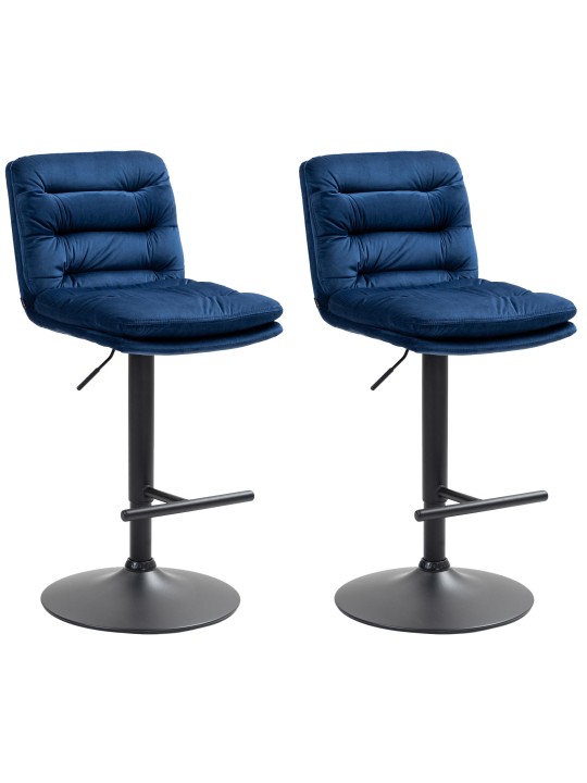 2 db-os bárszék Damar bársony készlet, kék