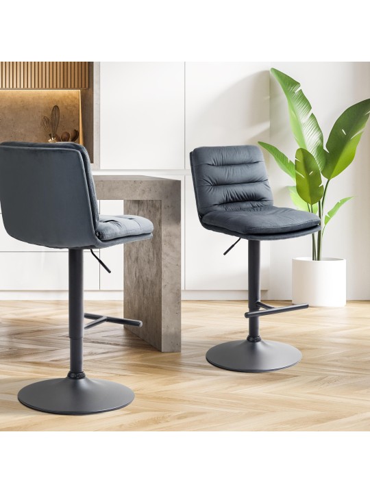2 db-os bárszék Damar bársony készlet, sötétszürke