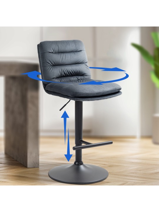 2 db-os bárszék Damar bársony készlet, sötétszürke