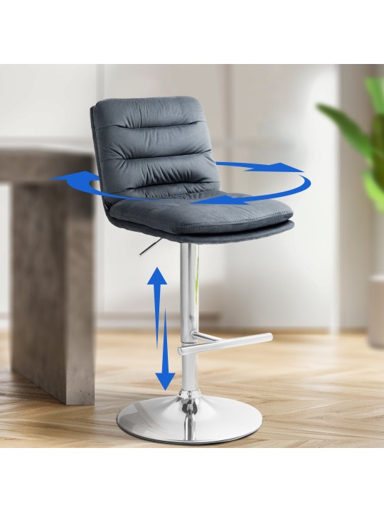 2 db bárszék szett Damar bársony króm, sötétszürke