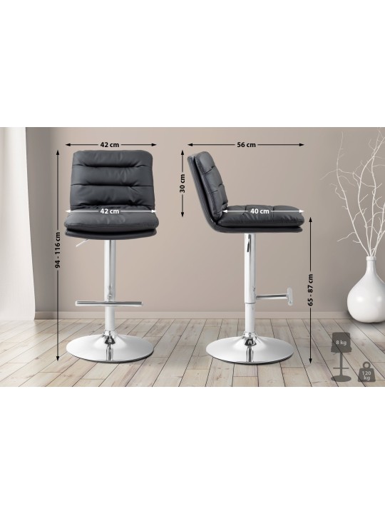 2 db bárszék szett Damar műbőr króm, fekete