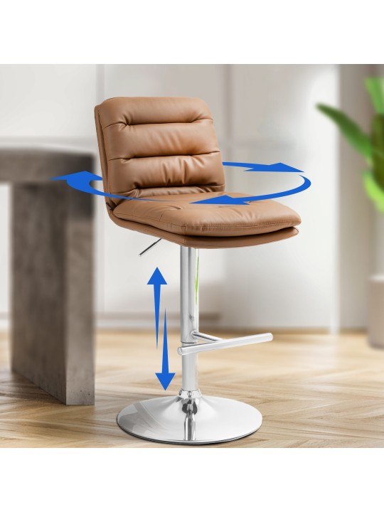 2 db bárszék szett Damar műbőr króm, világosbarna