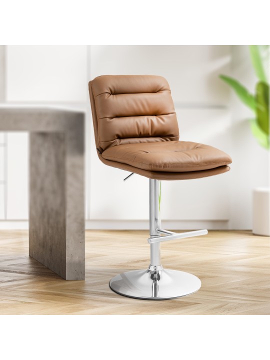 2 db bárszék szett Damar műbőr króm, világosbarna