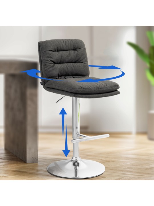 2 db bárszék készlet Damar szövet króm, sötétszürke