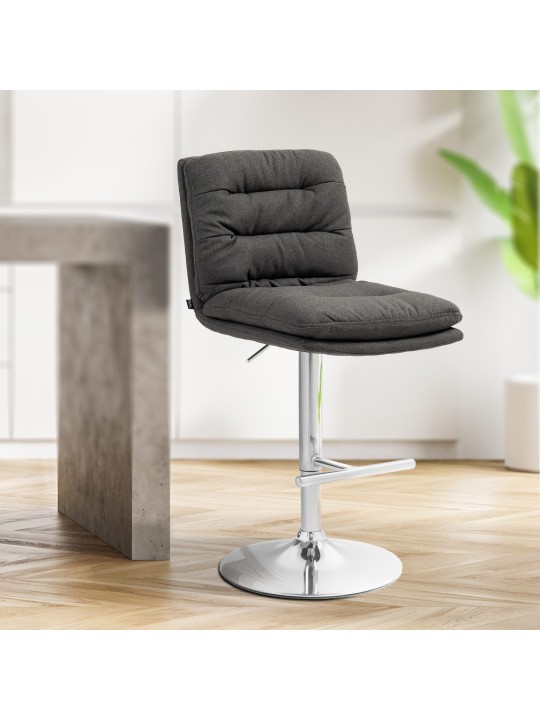 2 db bárszék készlet Damar szövet króm, sötétszürke