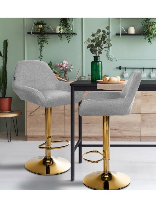 2 db bárszék készlet Braga arany szövetből, szürke