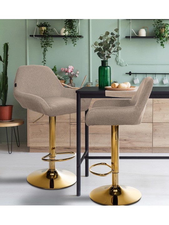 2 db bárszék készlet Braga arany szövetből, taupe