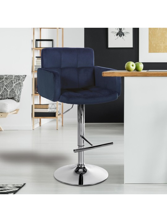 Bárszék Los Angeles bársony króm, kék