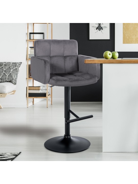 Bárszék Los Angeles bársony, sötétszürke