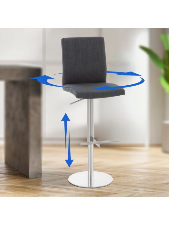 2 db bárszék készlet Cadiz szövet rozsdamentes acél, sötétszürke