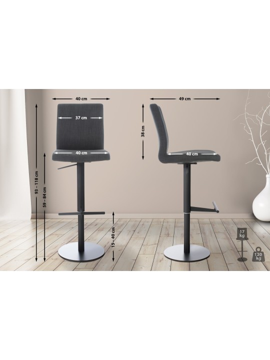 2 db bárszék készlet Cadiz szövet, sötétszürke 2 db bárszék készlet Cadiz szövet, sötétszürke