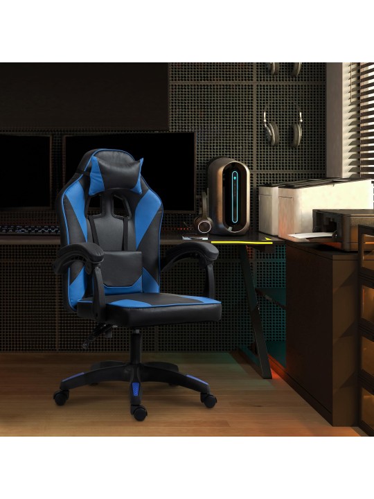 Orkney műbőr irodai szék, fekete/kék