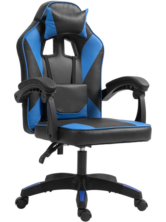 Orkney műbőr irodai szék, fekete/kék