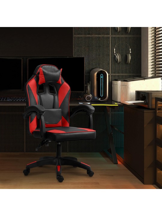 Orkney műbőr irodai szék, fekete/piros