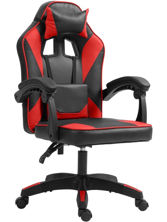 Orkney műbőr irodai szék, fekete/piros