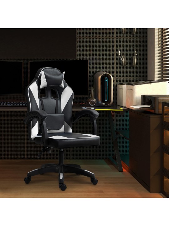 Orkney műbőr irodai szék, fekete/fehér