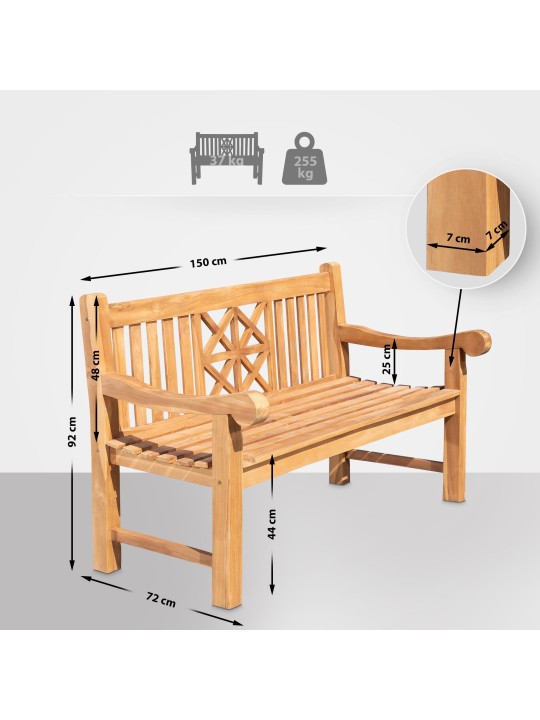 Teak pad Florida 150 cm, teak