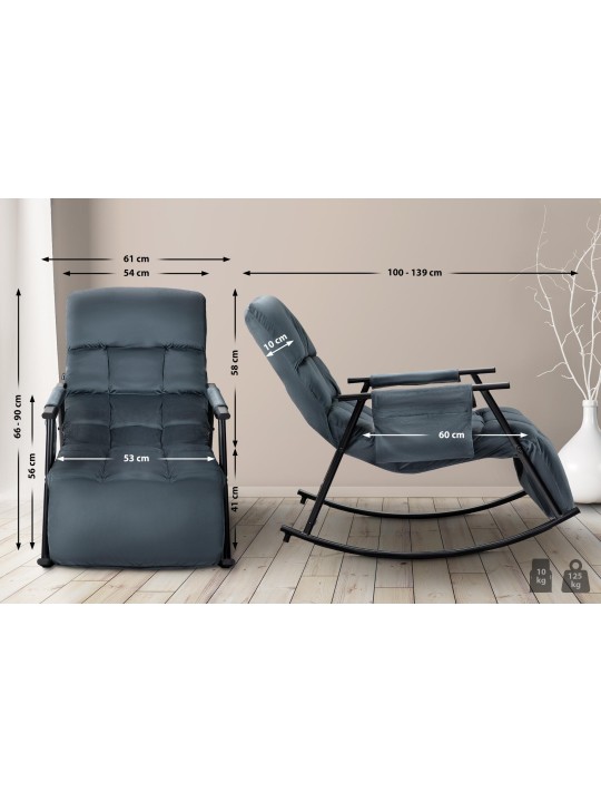 Hintaszék Cathy bársony, sötétszürke