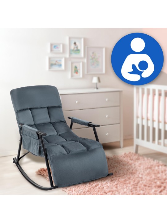 Hintaszék Cathy bársony, sötétszürke