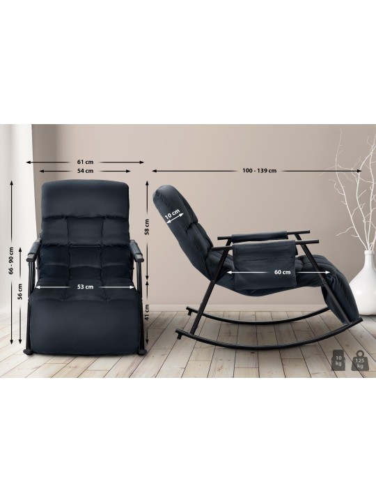 Hintaszék Cathy bársony, fekete