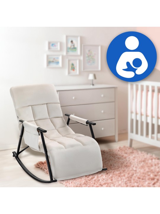 Hintaszék Cathy bársony, krém