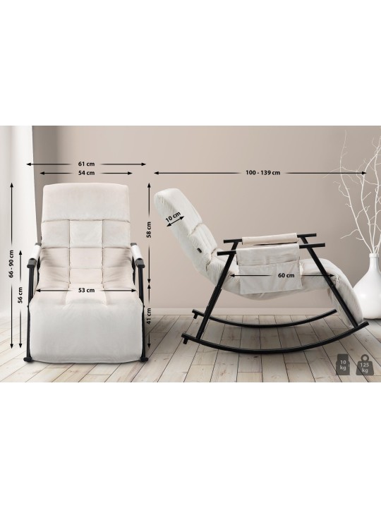 Hintaszék Cathy bársony, krém