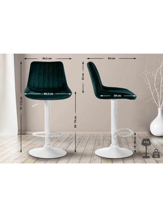 2 db-os bárszék szett Toni bársony, zöld