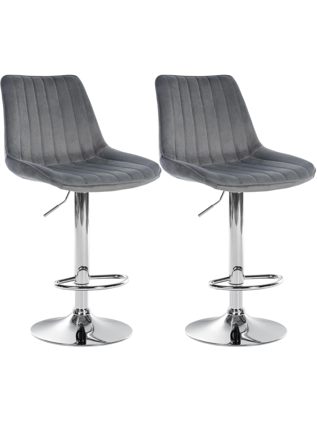 2 db bárszék szett Toni bársony króm, sötétszürke