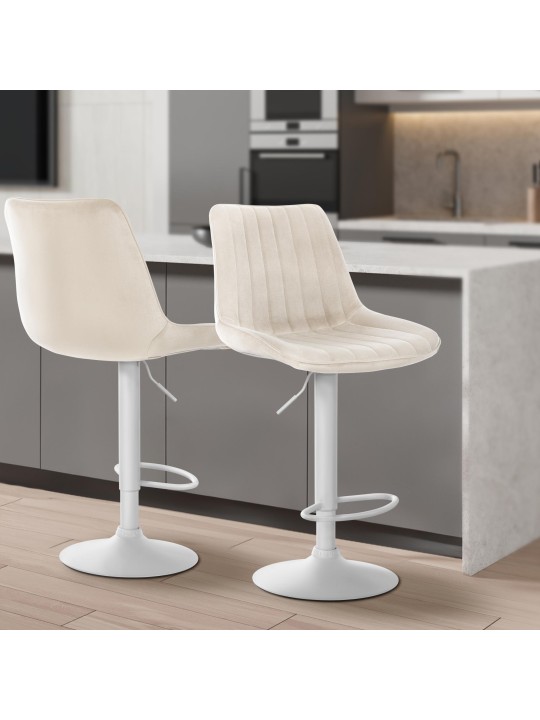 2 db-os bárszék szett Toni bársony, krém