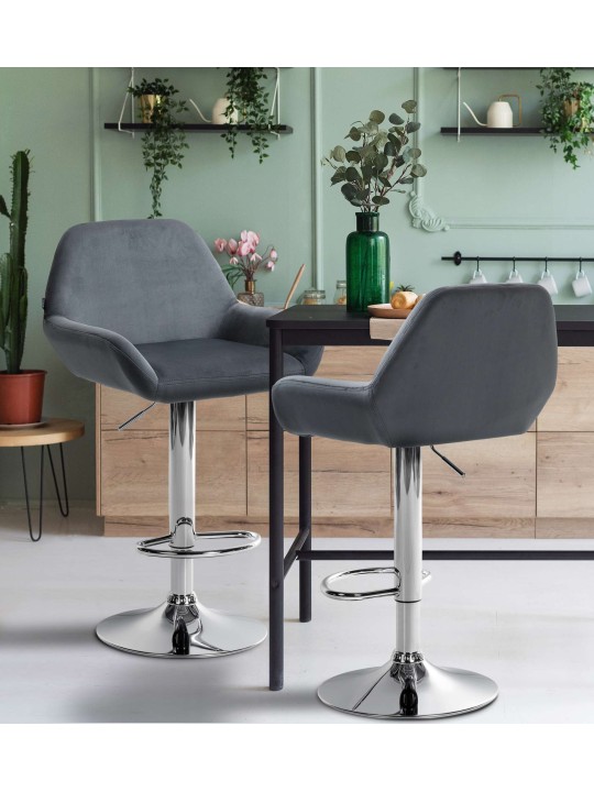 Bárszék Braga bársony króm, sötétszürke