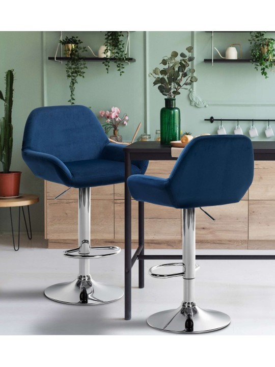 Bárszék Braga bársony króm, kék